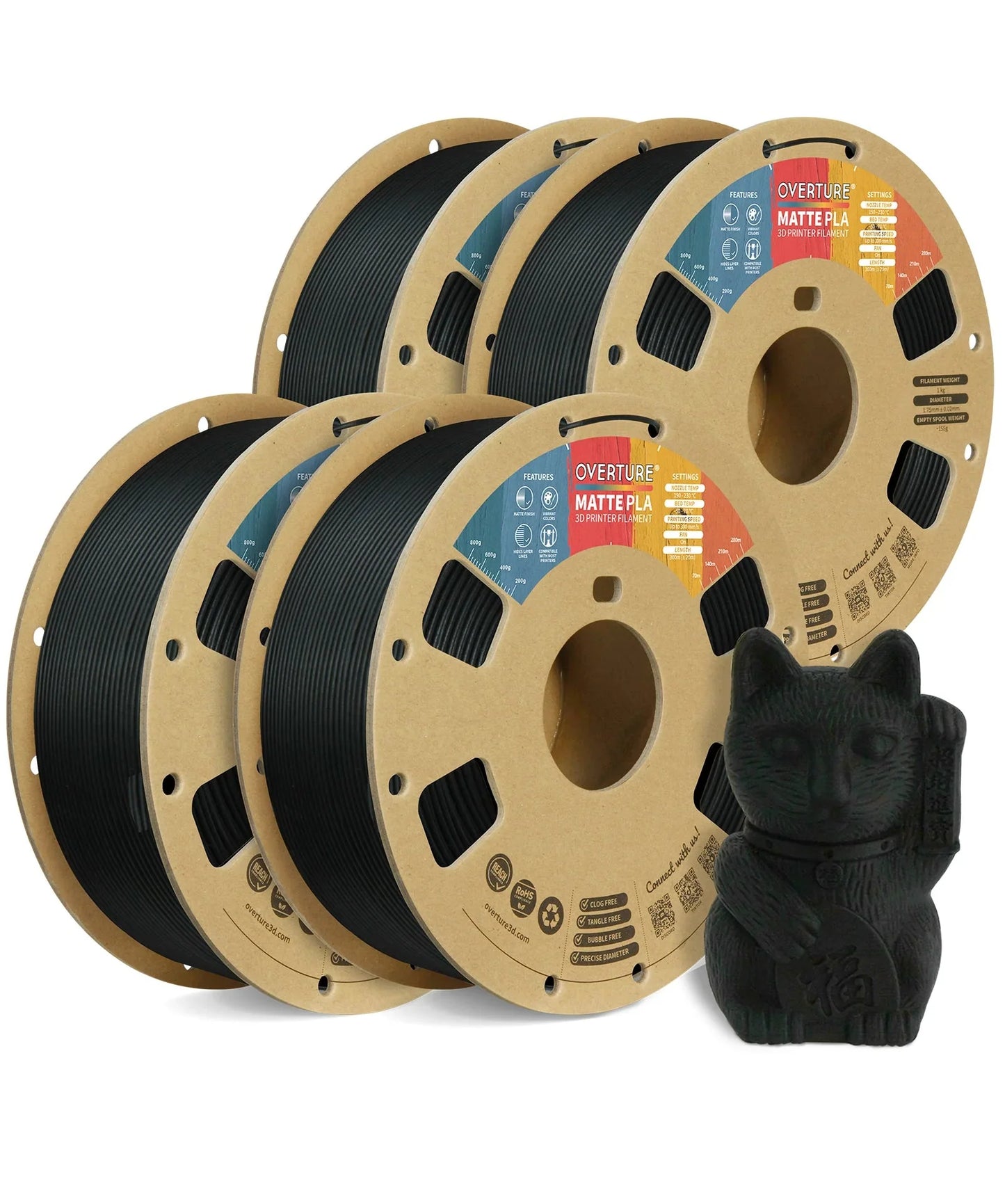 Studio Matte PLA 3D Printer Filament 1.75mm - 4 Pack