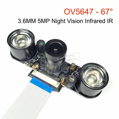 OV5647 Camera Module for Raspberry Pi 3B 4B 3B+ Adjustable Focus 120 130 200 160 Degree 3.6MM HD 5 Million Pixel Night Vision