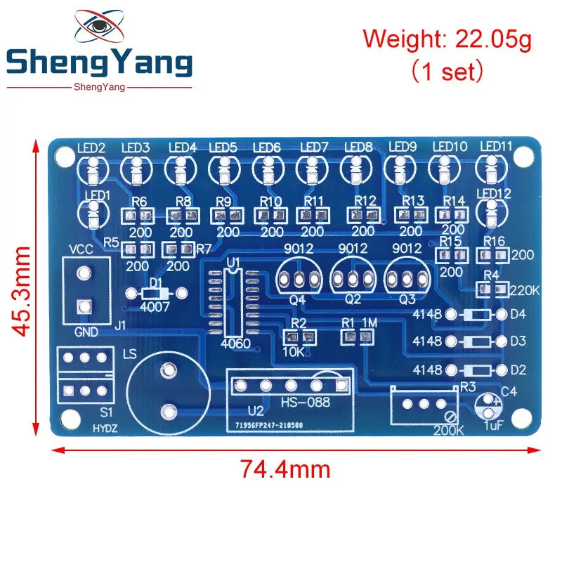 TZT CD4060 SMD Music Lantern Circuit Welding Kit Dream Light Electronic DIY Skill Training In-line SMD Welding