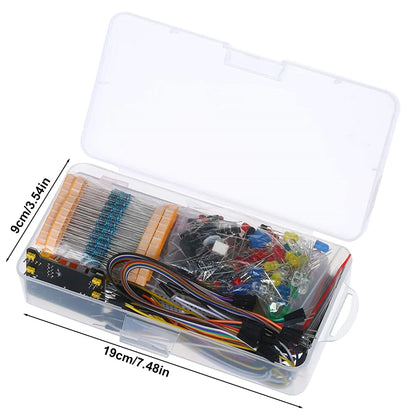 Electronic Starter Kit with Power Supply Module Jumper Wire DIY Project Starter Kit 830 Tie-Points Breadboard for Arduino