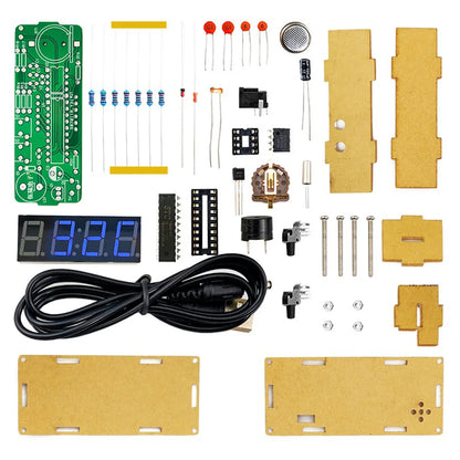 TJ-56-428 4-Digit Digital DIY Clock Kits with Acrylic Shell, DIY Alarm Clock Soldering Practice Kit for Learning Electronics