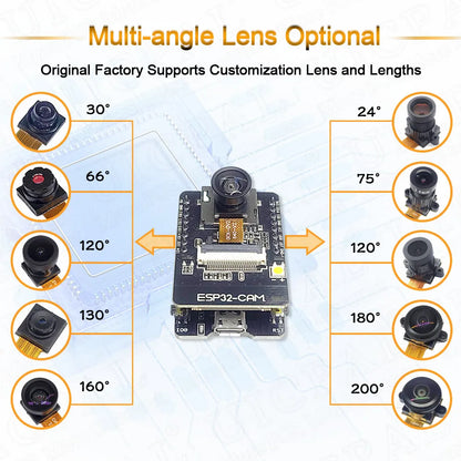 New OV2640 Camera Module for ESP32 CAM 2.4G Wifi Module 200 222 30 45 120 160 Degrees 850nm Night Vision DVP 24PIN Night Vision