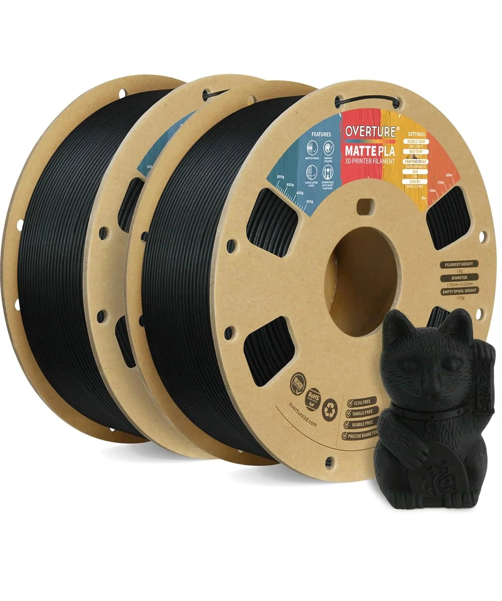 Studio Matte PLA 3D Printer Filament 1.75mm - 2 Pack